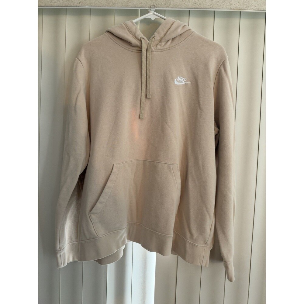 Nike Beige Off White Hoodie Sweatshirt Comfy Drawstring Pullover Unisex Size XL